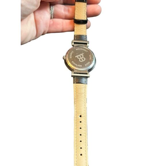 Vintage Silver Roman Numeral Wrist Watch With Black Leather Band - Picture 7 of 8